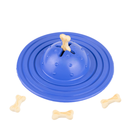 Fuzzl Eco Rubber Chuck & Treat Sky Saucer - Blue Dog Toy – Durable - Fuzzl Pet