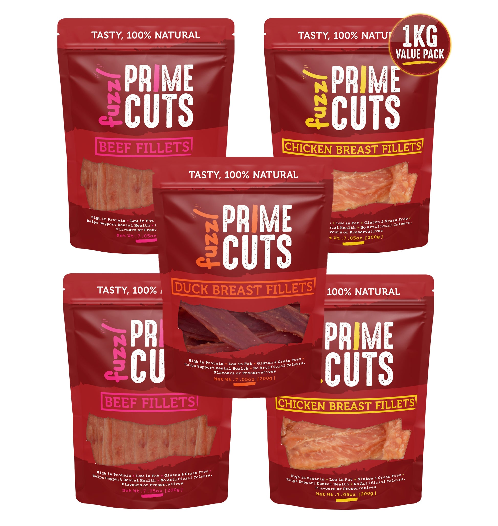 Fuzzl Prime Cuts 1kg Variety Pack | Natural Dog Treats – 5 Types - Fuzzl Pet