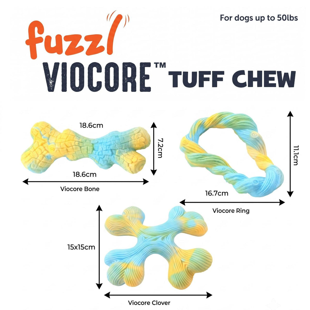 Fuzzl VIOCORE Tuff Chew Ring & Clover 2-Pack | Aggressive Chewer