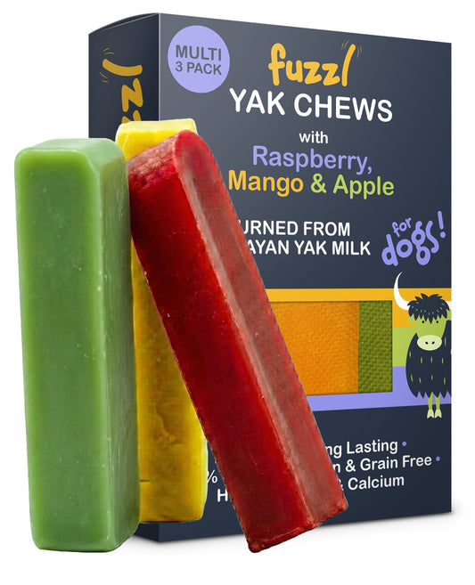 Fuzzl Raspberry, Mango, Apple Yak chews for Dogs Box 3 225g - Fuzzl Pet