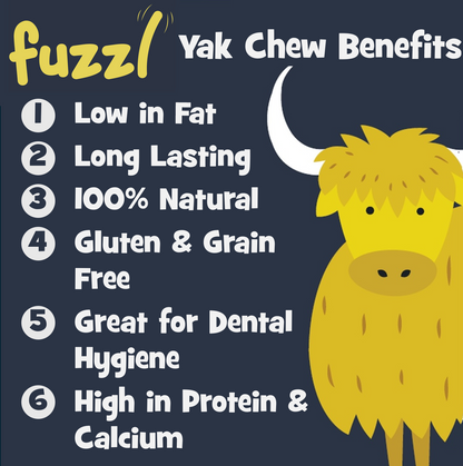 Fuzzl Yak Chews for Dogs - Medium 3 Pack with Peanut Butter,
