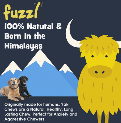Fuzzl Yak Chews for Dogs - Medium 3 Pack with Peanut Butter,