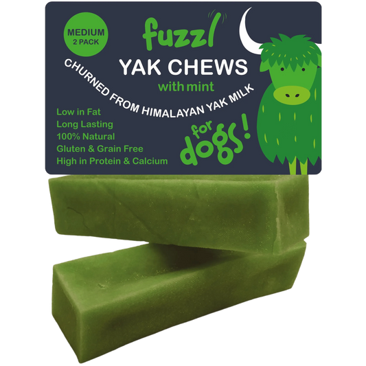 Fuzzl Yak Chews with Mint Medium 2 Pack - Himalayan Yak Chews for - Fuzzl Pet