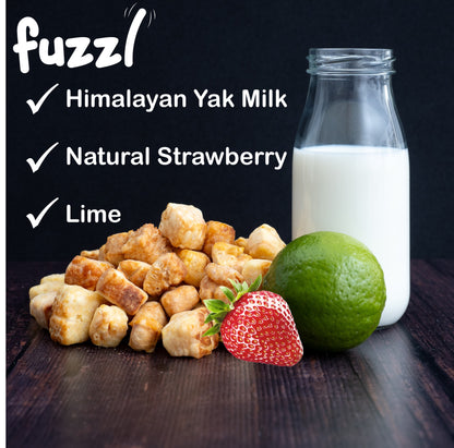 Fuzzl Yak Popcorn with Strawberry Large Pack Himalayan Yak Bites for Dogs