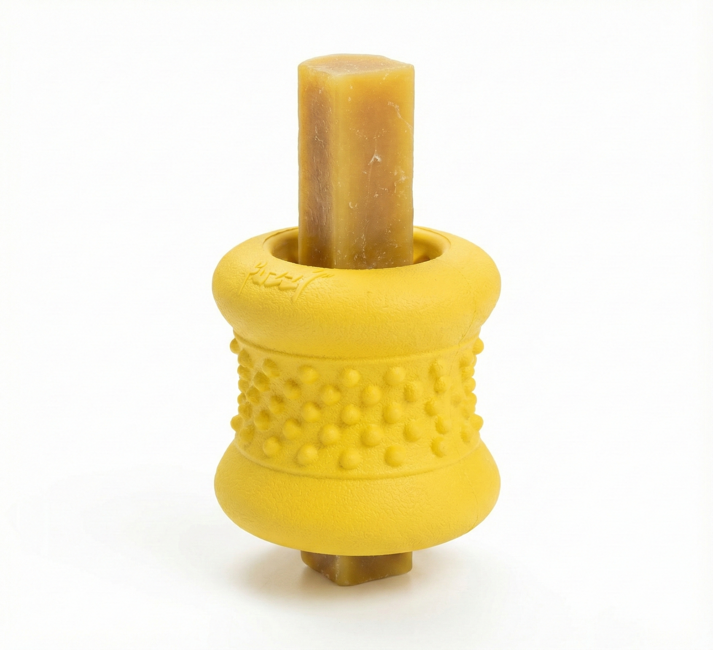 Fuzzl Grip n' Chew Yak Chew Holder | Natural Rubber Safety Holder Yellow
