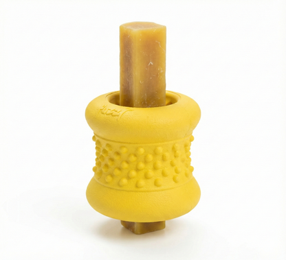 Fuzzl Grip n' Chew Yak Chew Holder | Natural Rubber Safety Holder Yellow